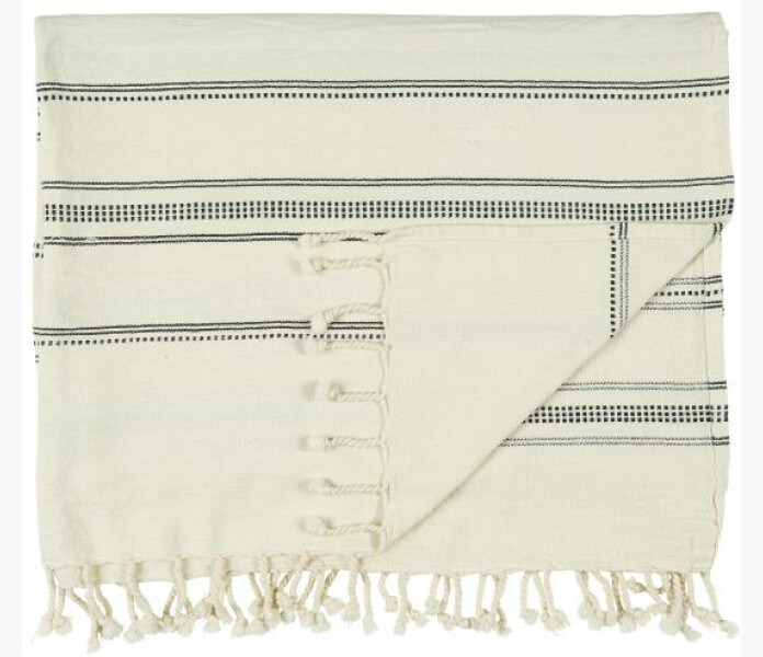 Hammam handuk bomull natuvit m svart rand 155x110 image