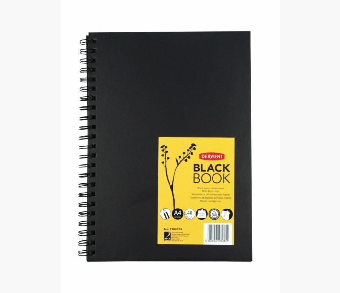 Derwent Black Book A4 200g spiral kuva