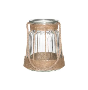 4Living lykta jute/glas 18,5 x 21cm image