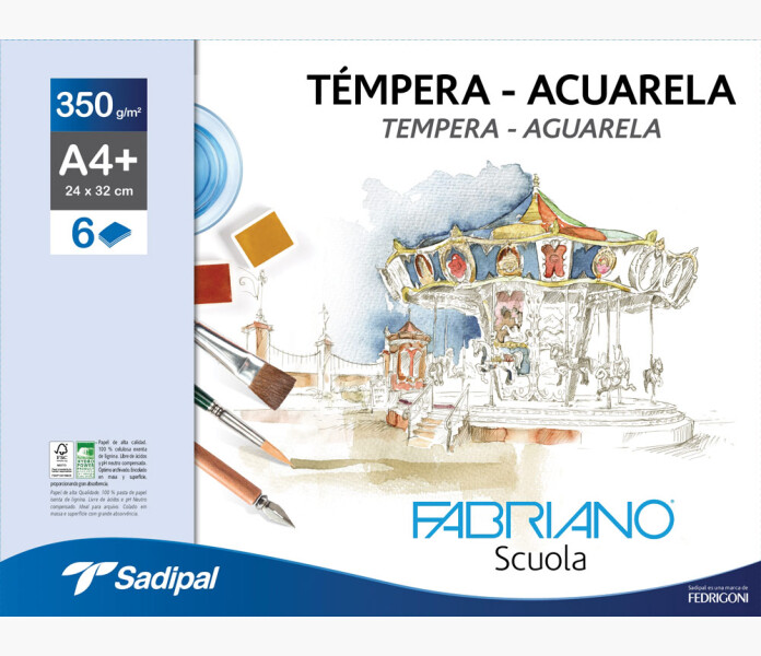 Tempera Acuarela akvarellpapper A4+ 6 ark 350g image