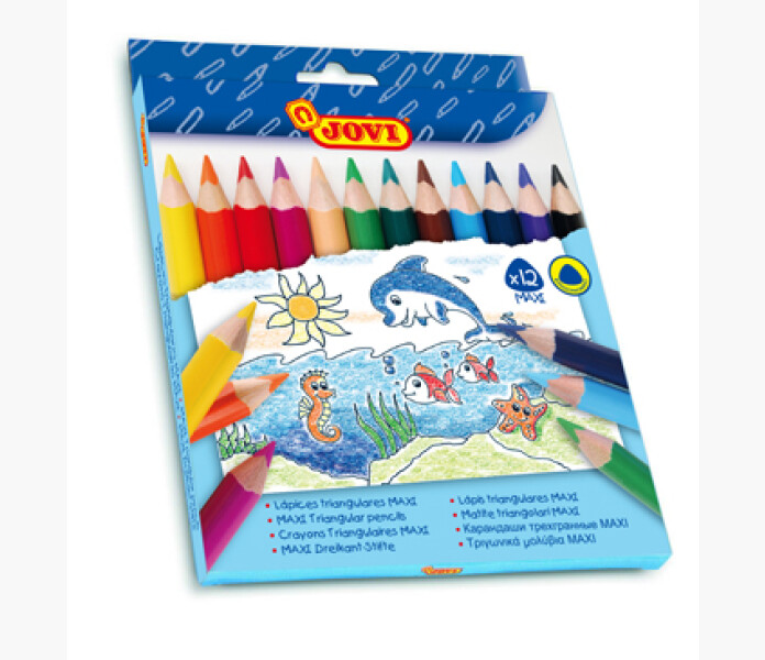 Jovi Maxi fargpennor triangelformade 12st. kuva