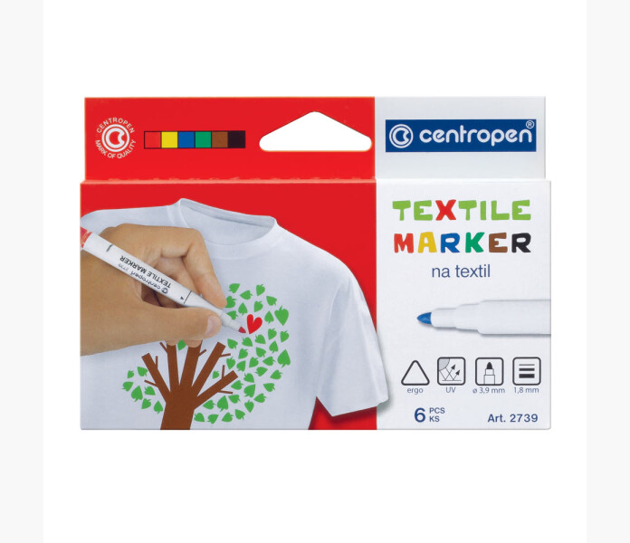 Centropen Textilpennor 6st olika farger image