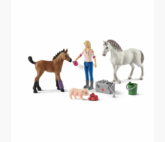 Schleich Veterinar besoker sto med fol image