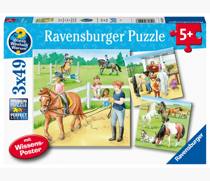 Ravensburger pussel A day at the stables 3x49 bitar 5+ image