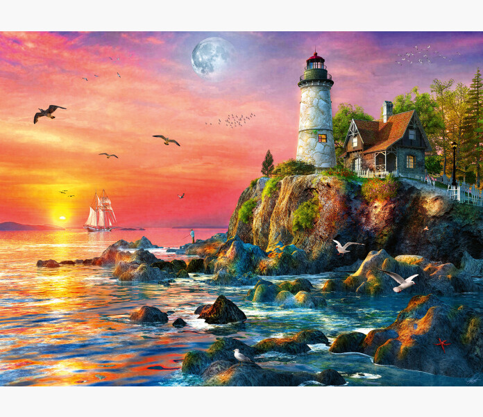Ravensburger pussel Lighthouse at sunset 500bitar   image