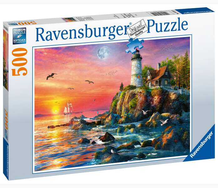Ravensburger pussel Lighthouse at sunset 500bitar image