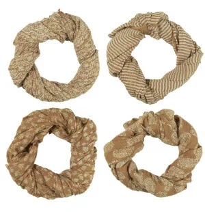 Scarf senapsfärgad 4 olika motiv kuva