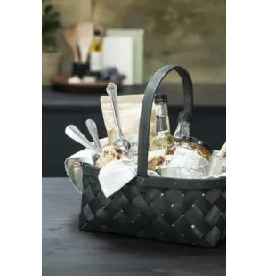 Korg i askträ svart L 26x31x34cm kuva