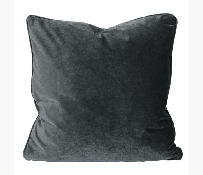 Kuddfodral Elise sammet 45x45cm Mork Gra kuva