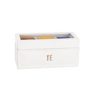 Trälåda Te vit med glaslock 9x22cm image