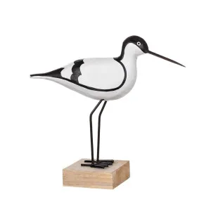 Fågel vit i trä på smidesben 30cm image