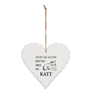 Hjärta vitt "Livet är alltid bättre med en katt" image