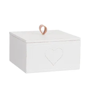 Trälåda hjärta vit med lock kuva