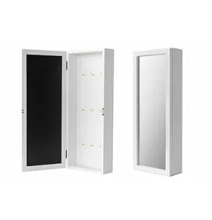 Nyckelskåp med spegel, vitt trä 20x8x50cm kuva