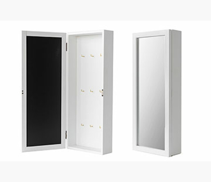 Nyckelskap med spegel vitt tra 20x8x50cm kuva