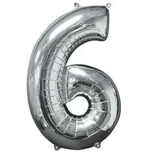 Heliumballong nr.6 silver, 66cm kuva