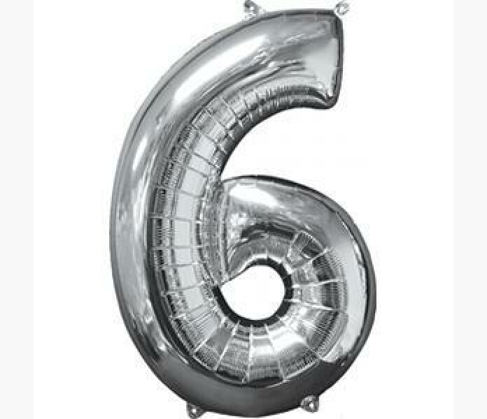 Heliumballong nr.6 silver 66cm kuva