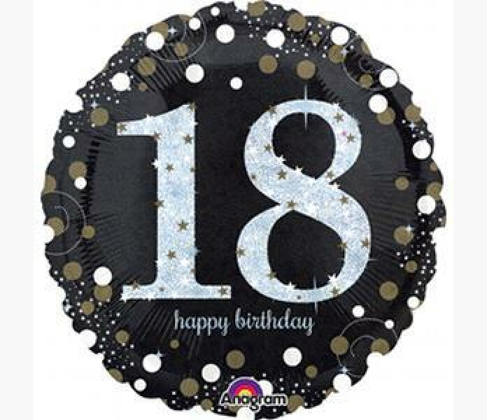 Heliumballong rund 18 ar svart silver guld 45cm image
