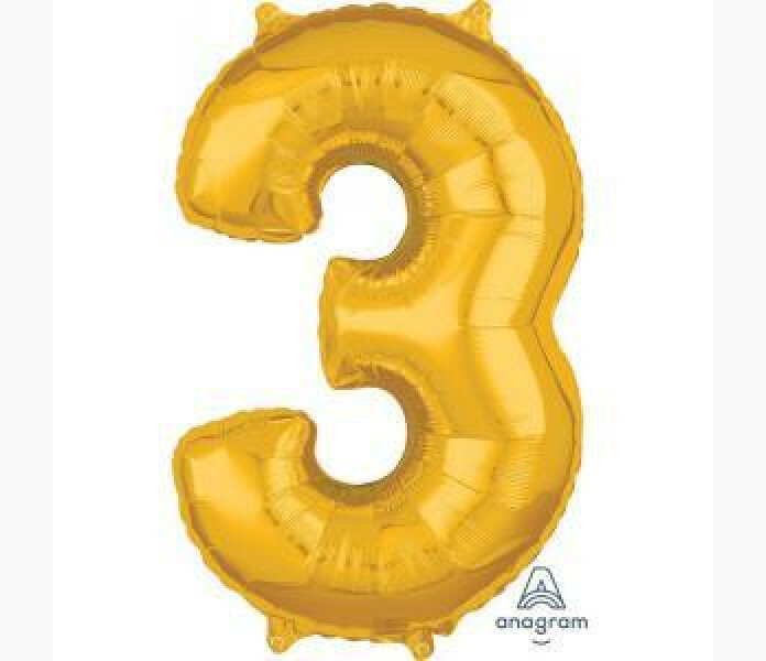 Heliumballong nr. 3 guld 66cm image