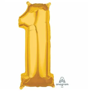 Folieballong nr 1 guld, 66cm image